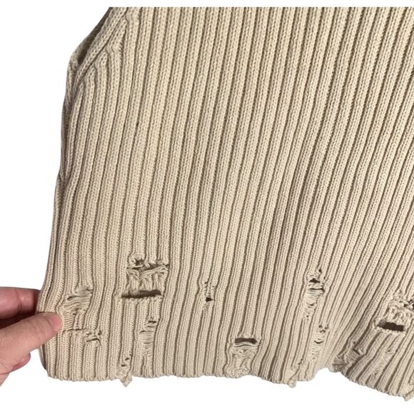 BDG URBAN OUTFITTERS Beige Distressed Turtleneck Sleeveless Women's Sweater XL - Picture 7 of 7